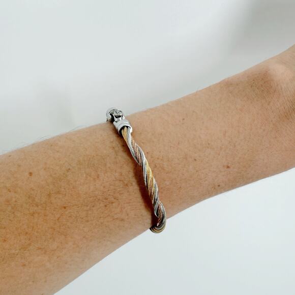 ALOR Modern Twist Braided Stackable Bracelet – Carnation, Grey & Yellow - Picture 3 of 3